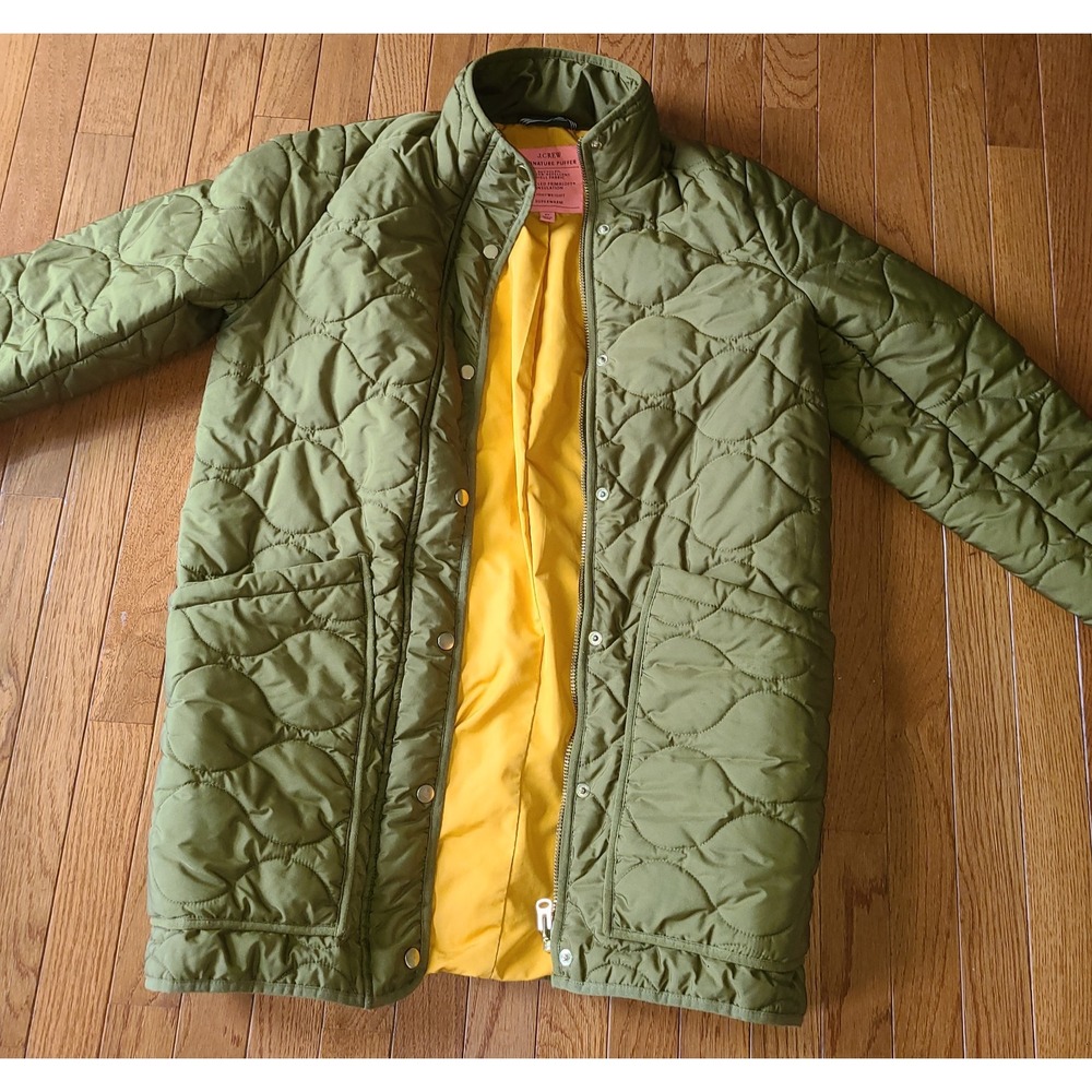 J CREW Green Quilted Cocoon Signature Puffer Jacket Women Small Tall Water Repel